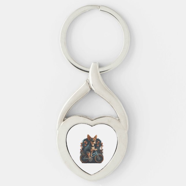 Llavero Bicicleta Chihuahua Bicicleta Perro Ciclismo (Anverso)