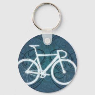 Llavero Bicicleta de pista - estilo de tatuaje azul