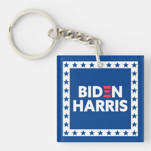 Llavero Biden / Harris Stars Frame White Blue