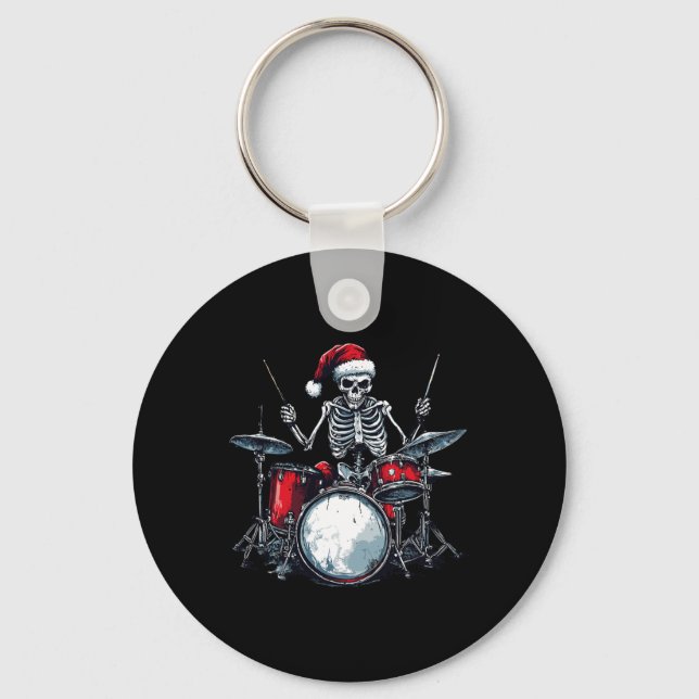Llavero Bidón de Santa Skeleton tocando tambor percusionis (Anverso)