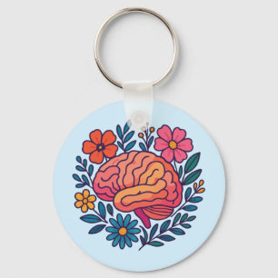 Llavero Bienestar Mental Cerebro Floreciente