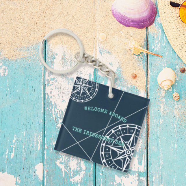 Llavero Bienvenida azul de la marina náutica a bordo del R (Subido por el creador)