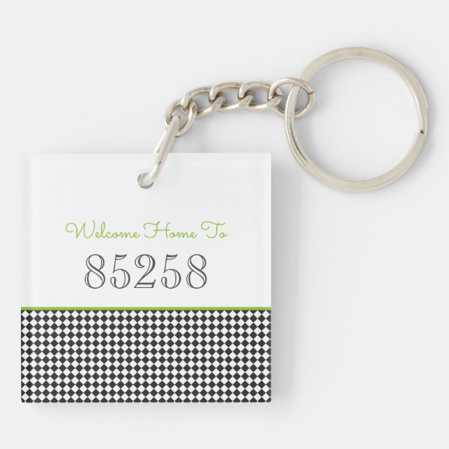 Llavero Bienvenido a casa con código postal Black Green Cl (Atrás)