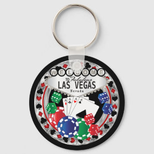 Llavero Bienvenido al estilo Las Vegas - Rojo y Plata