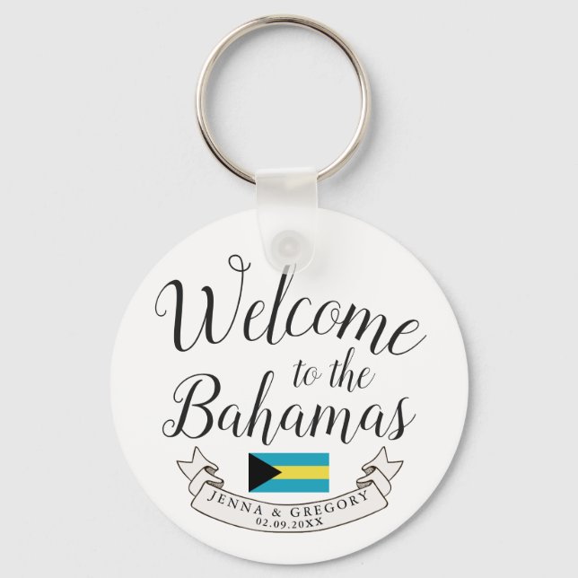 Llavero Bienvenidos a Bahamas | Personalizado de bodas de  (Anverso)
