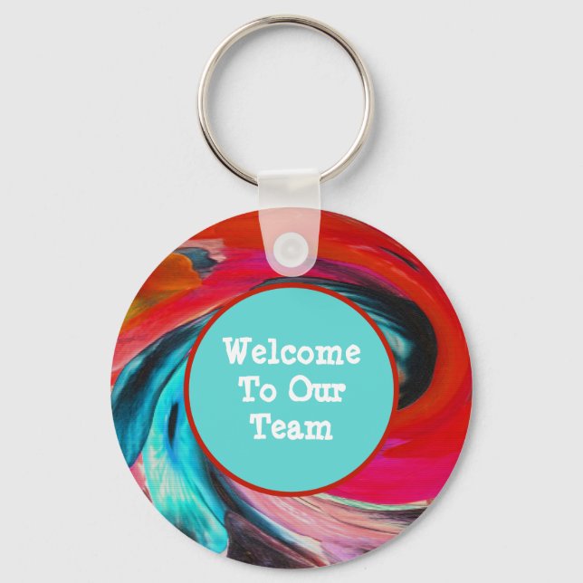 Llavero Bienvenidos A Nuestro Equipo Vivid Swirled Tie Dye (Anverso)