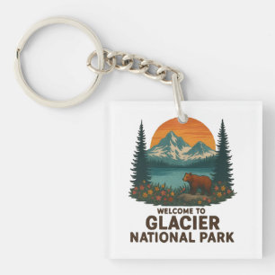 Llavero Bienvenidos al Parque Nacional del Glaciar Embroid