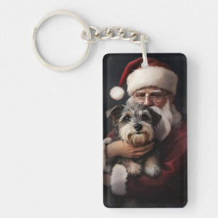 Llavero Biewer Terrier con Santa Claus Festivo de Navidad