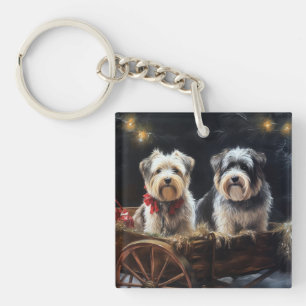 Llavero Biewer Terrier Nevado Trineo Navidad Decoración