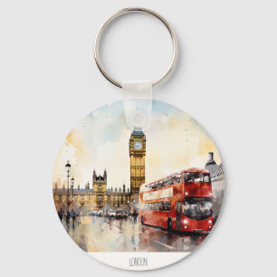 Llavero Big Ben y autobús rojo en Londres
