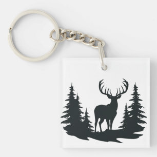 Llavero Big Buck Entre El Vector De Los Pinos