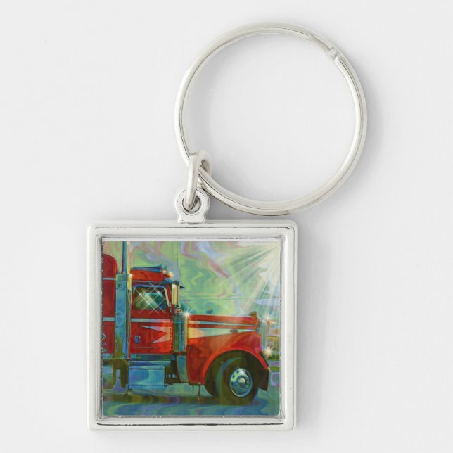 Llavero BIG RIG RED FREIGHT TRUCK Art (Frente)