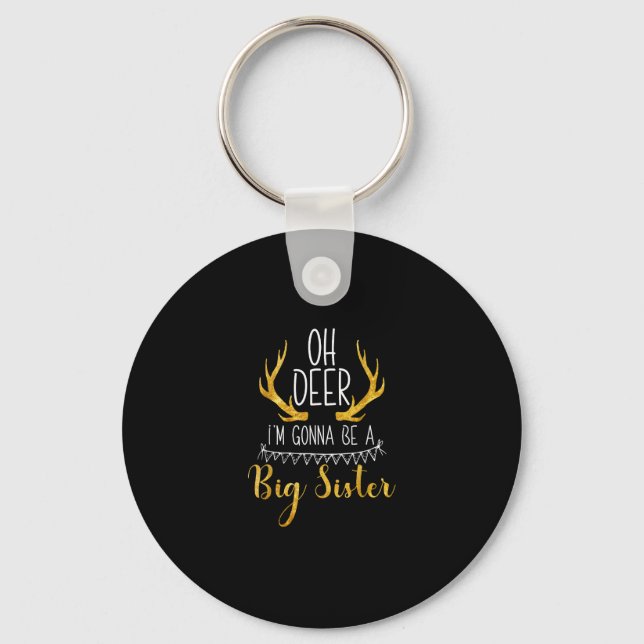 Llavero Big Sister Oh Deer Baby Announcement Cute Keychain (Anverso)