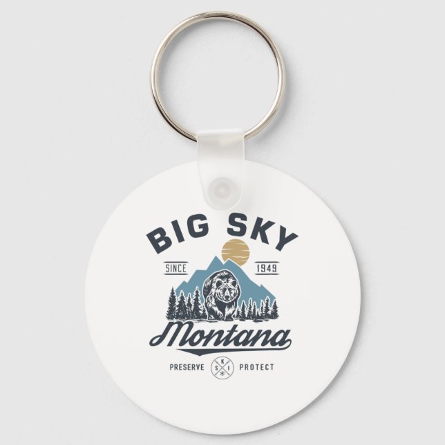 Llavero Big - Sky Montana Snow Skip Trendy Retro Lodge (Anverso)