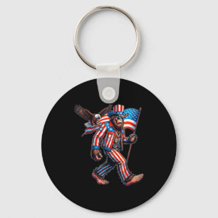 Llavero Bigfoot 4 de julio divertida bandera estadounidens