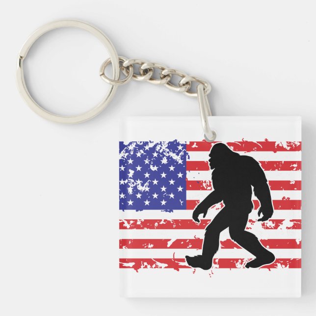 Llavero Bigfoot and the American Flag (Frente)