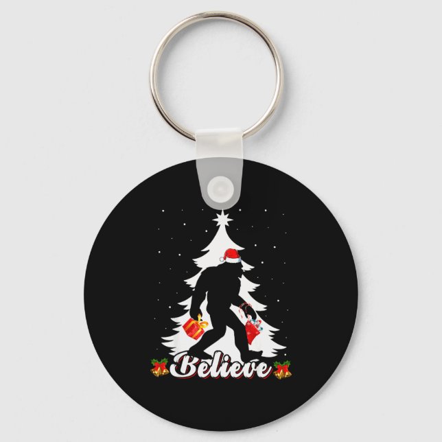 Llavero Bigfoot Believe Christmas Tree Funny Santa Sasquat (Anverso)
