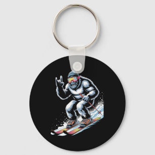 Llavero Bigfoot divertido esquiando esquí deporte de invie