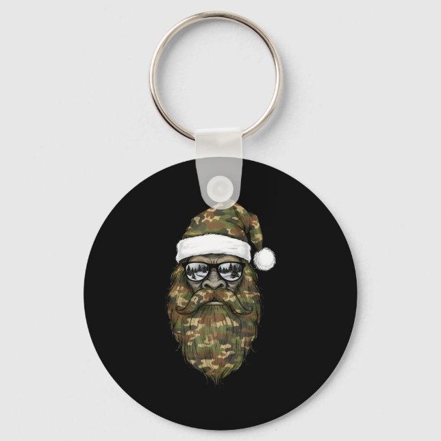 Llavero Bigfoot Face Sungles Santa Christmas Camo Xmas Sas (Anverso)