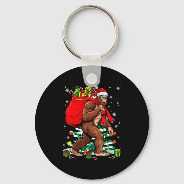 Llavero Bigfoot Santa Carrying Christmas Bag Xmas Hat Sasq (Anverso)