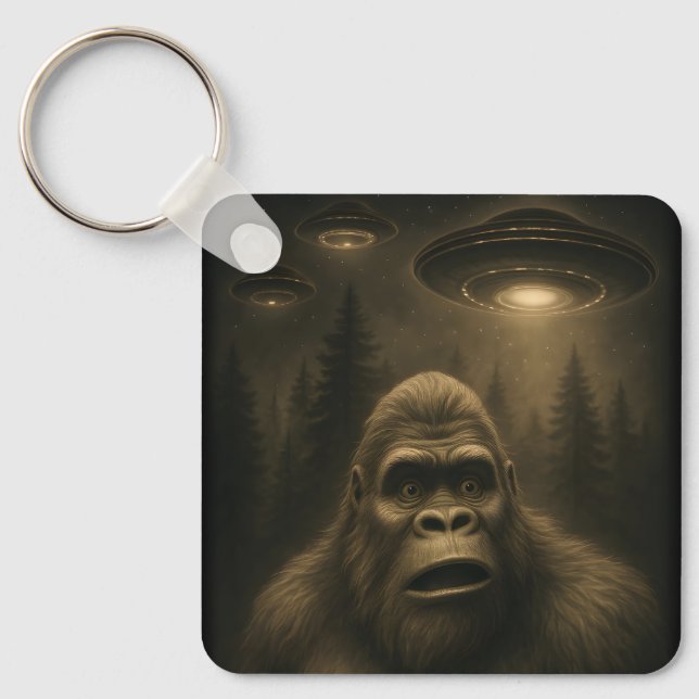 Llavero Bigfoot Sasquatch Alien UFO Funny (Anverso)