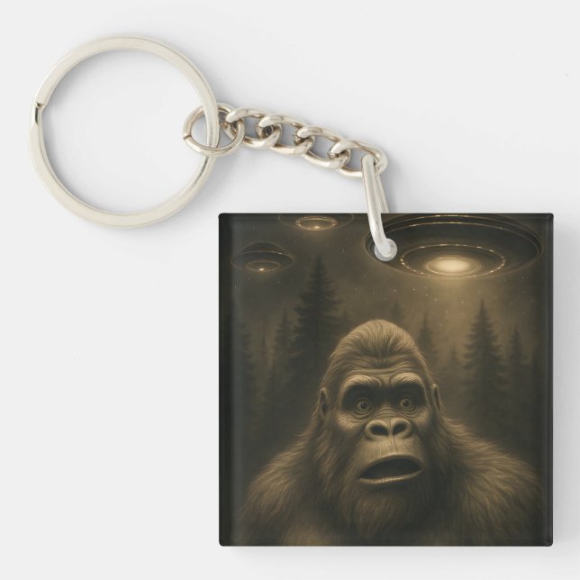 Llavero Bigfoot Sasquatch Alien UFO Funny (Frente)