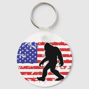 Llavero Bigfoot y la bandera estadounidense