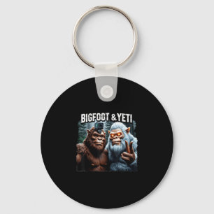 Llavero Bigfoot y yeti selfie bosque retro naturaleza