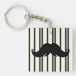 Llavero Bigote negro en modelo rayado