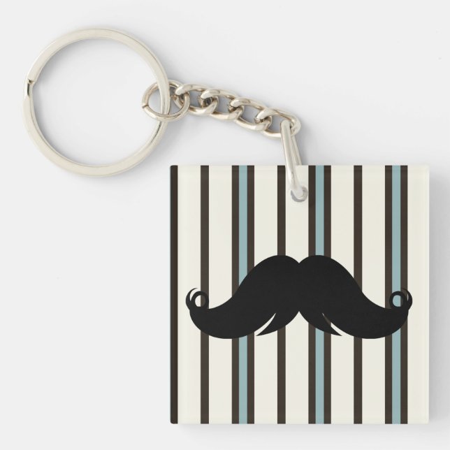 Llavero Bigote negro en modelo rayado (Frente)