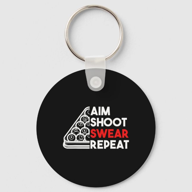 Llavero Billiard Pool Aim Shoot Swear Repetir (Anverso)