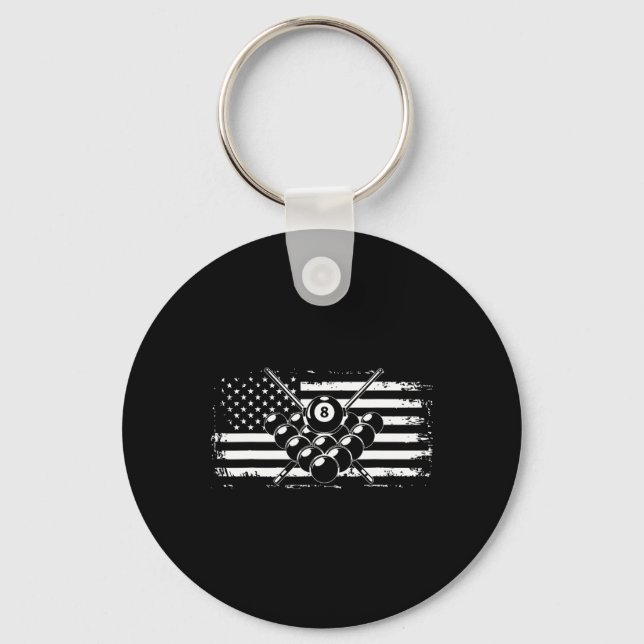 Llavero Billiards Pool Billiards American Flag Gift (Anverso)