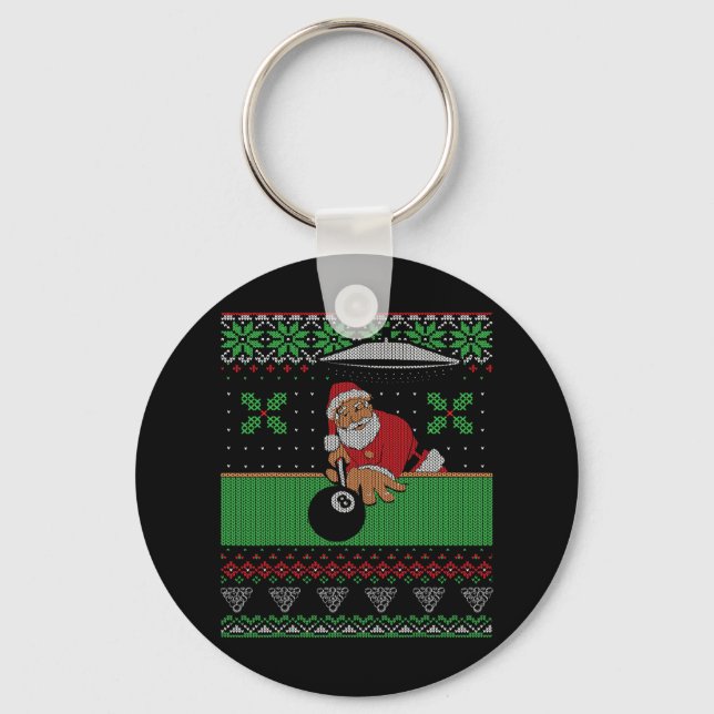 Llavero Billiards Pool Feo Navidades estilo suéter (Anverso)