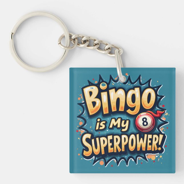 Llavero Bingo es mi superpoder retro Bingo amor (Frente)