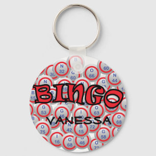 Llavero Bingo "Nombre" sobre bolas de bingo