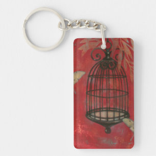 Llavero Birdcage decorativo con las mariposas