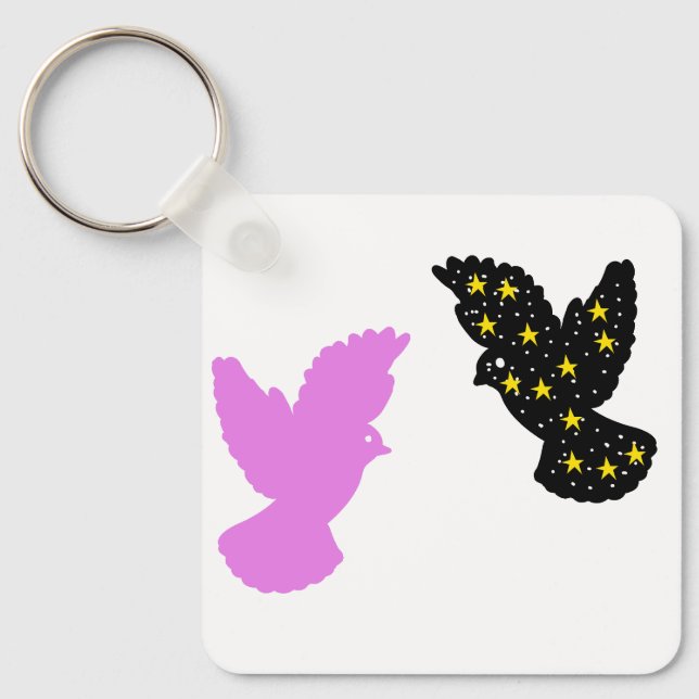 Llavero Birds Keychain – Paired Sky Creatures Silhouette (Anverso)
