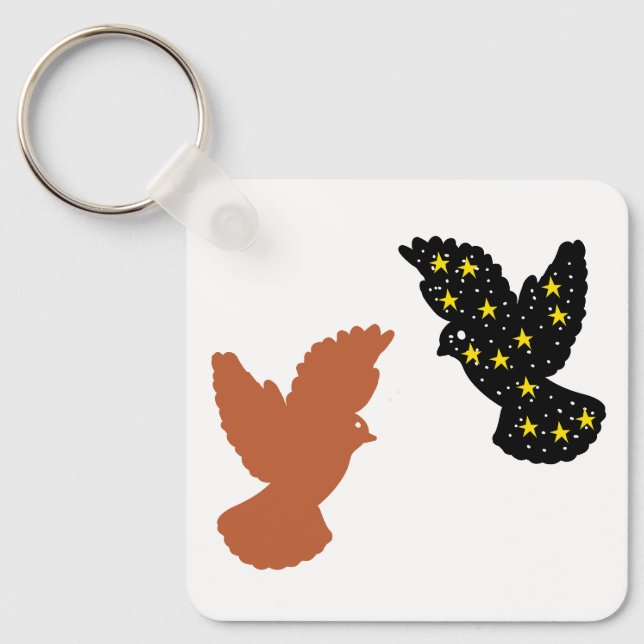 Llavero Birds Keychain – Twin Crest Silhouette Design (Anverso)