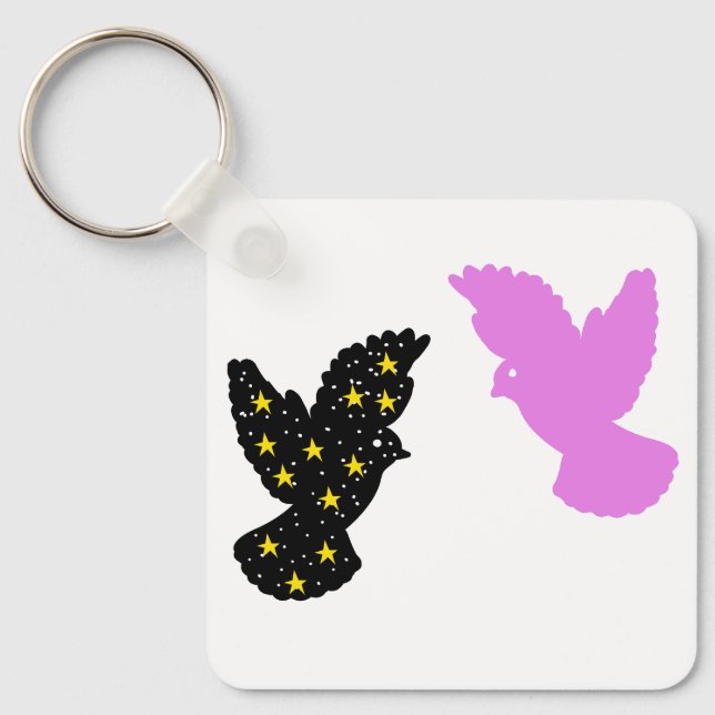 Llavero Birds Keychain – Twin Perch Silhouette Symbol (Anverso)