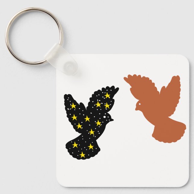 Llavero Birds Keychain – Twin Soar Minimal Silhouette (Anverso)
