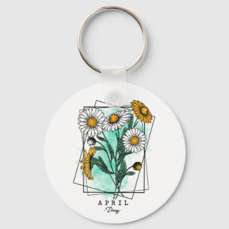 Llavero Birth Month Flower Born in April Daisy Flowers