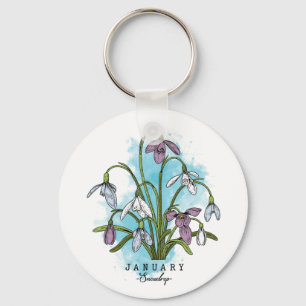 Llavero Birth Month Flower Born in January Snowdrop Flower