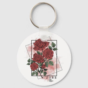 Llavero Birth Month Flower Born in June Rose Flowers  Keyc