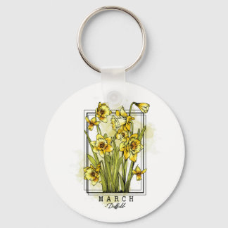 Llavero Birth Month Flower Born in March Daffodil Flowers