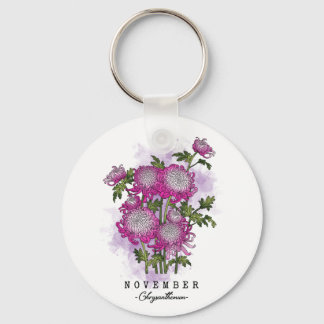 Llavero Birth Month Flower Born in November Chrysanthemum 