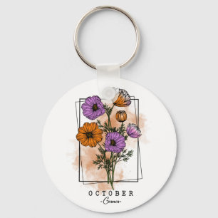 Llavero Birth Month Flower Born in October Cosmos Flowers 