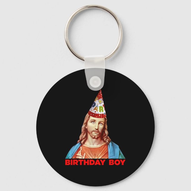 Llavero Birthday Boy Jesus Funny Christmas Party Hat  (Anverso)
