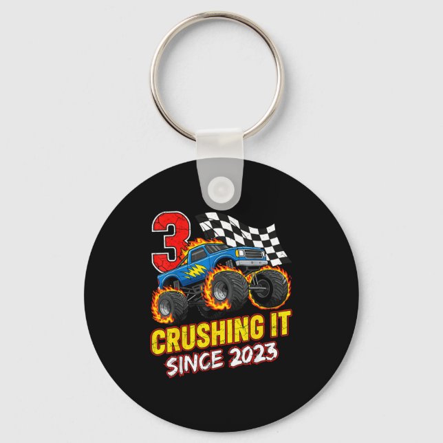Llavero Birthday Monster Truck 3 Year Old Boys 3rd Party B (Anverso)