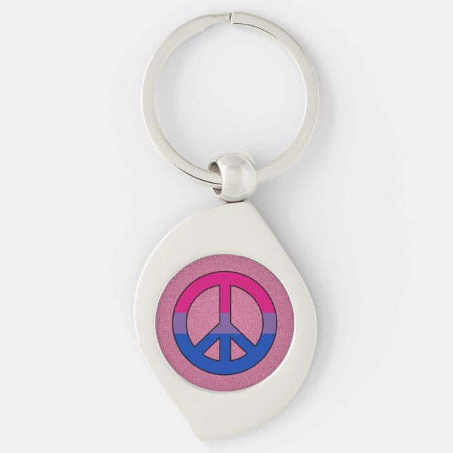 Llavero Bisexuality flag peace sign Keychain (Anverso)