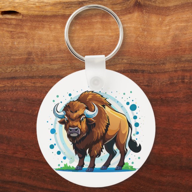 Llavero bison de cuernos grandes (Anverso)